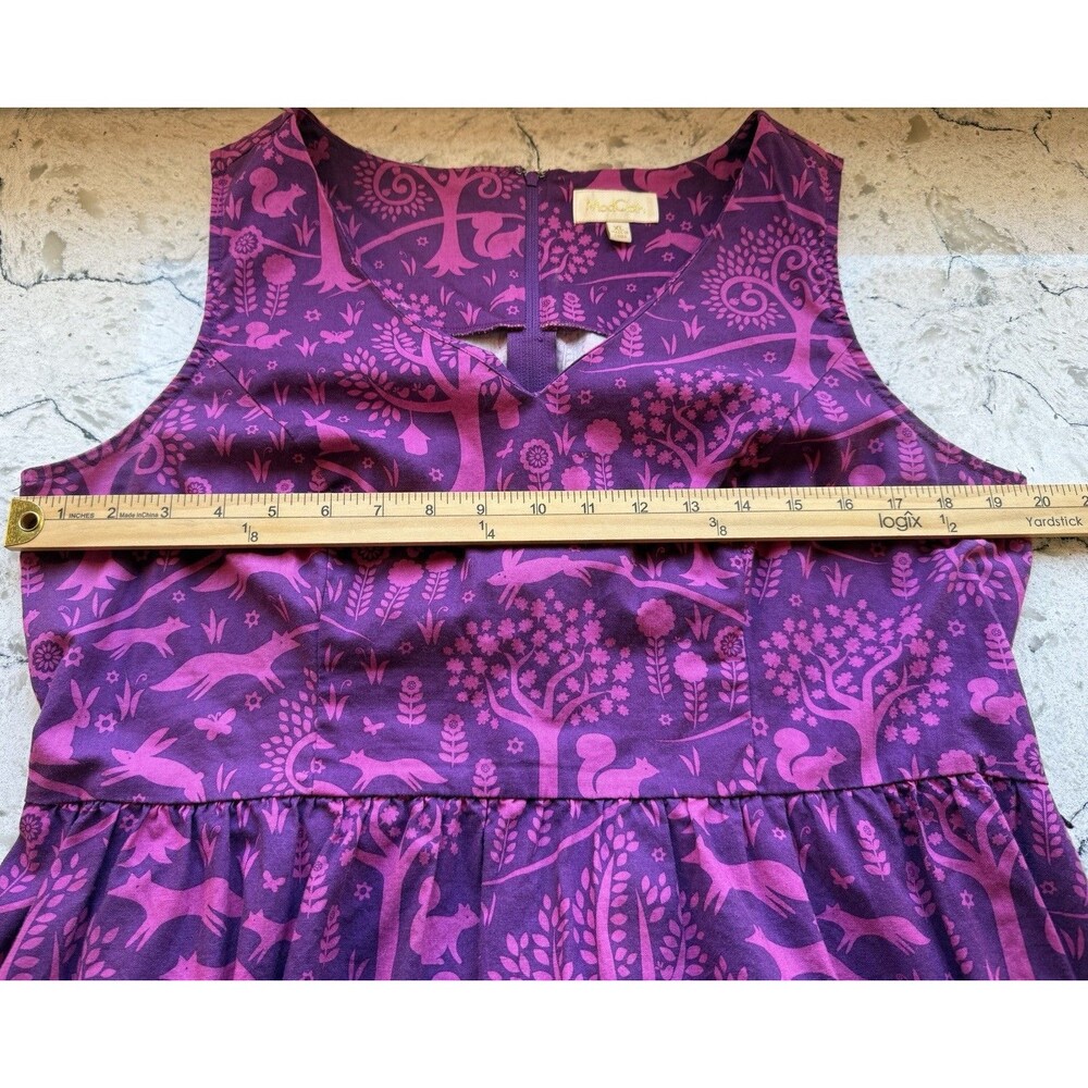 ModCloth Folks and Dreams Dress Size XL Pink Purple Forest Theme Sleeveless - Picture 7 of 9